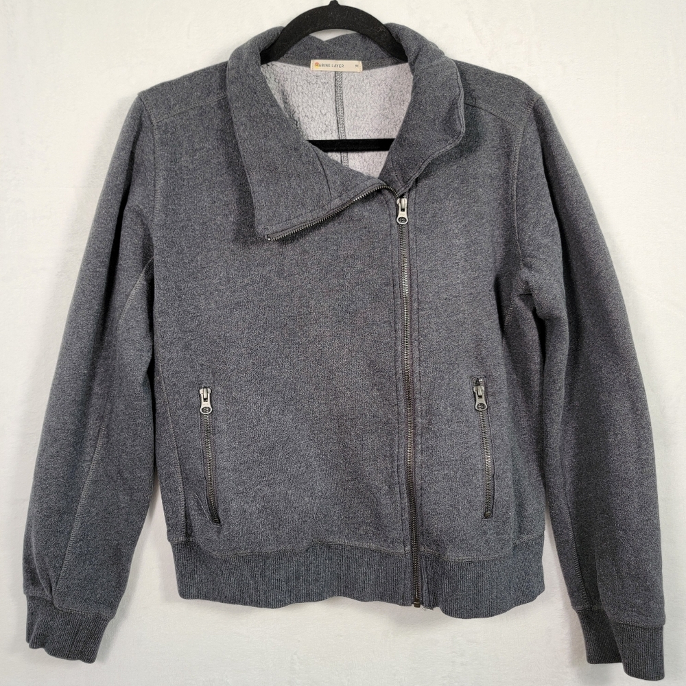 Marine Layer Asymmetrical Zip Sweatshirt in Gray, Size M